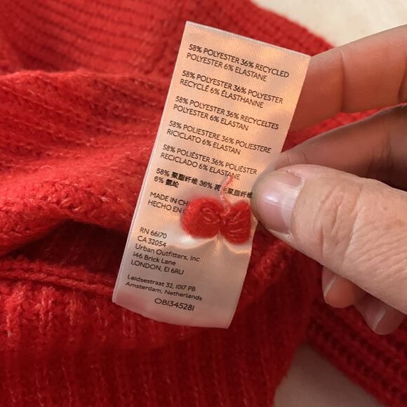 Pilcro womens small oversized anthropologie red rust knit cowl turtleneck sweate - Picture 10 of 10